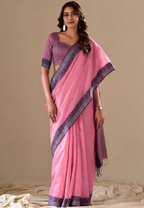 Delicate Pink Cotton Saree