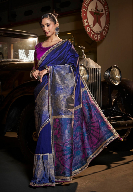 Sophisticated Blue Pure Silk Saree