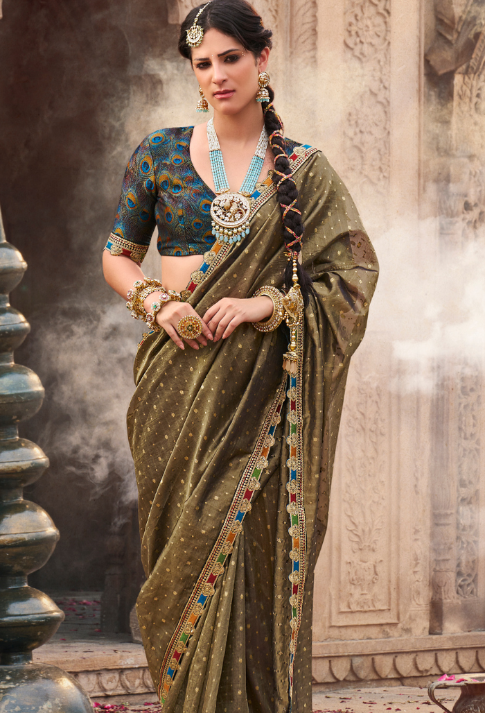 Olive Grove Pure Tissue saree