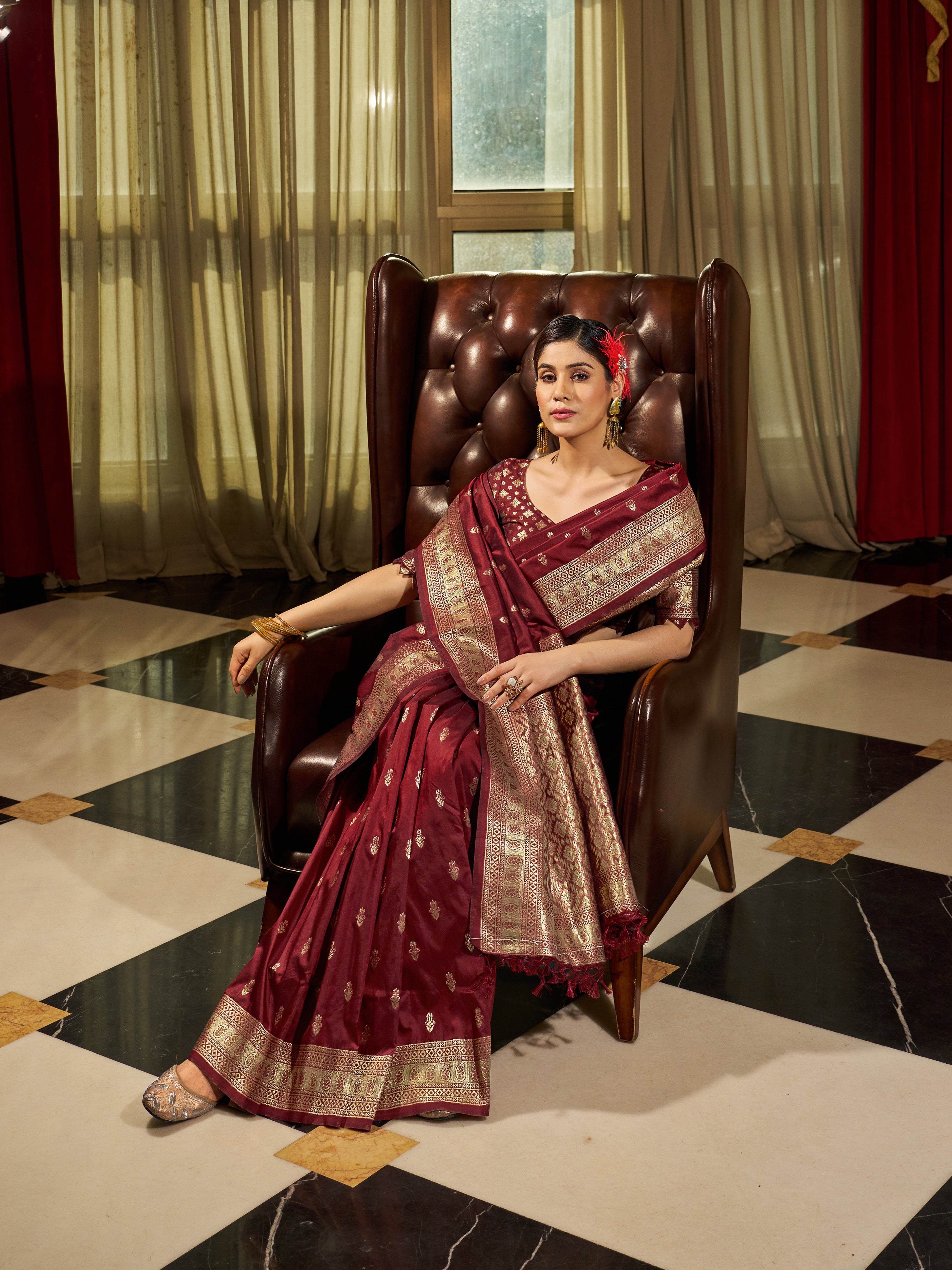 Classic Maroon Silk Saree