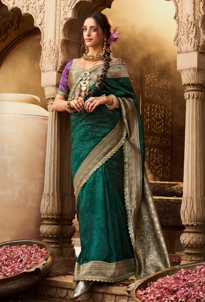 Emerald Dream Pure Banarasi Silk Saree