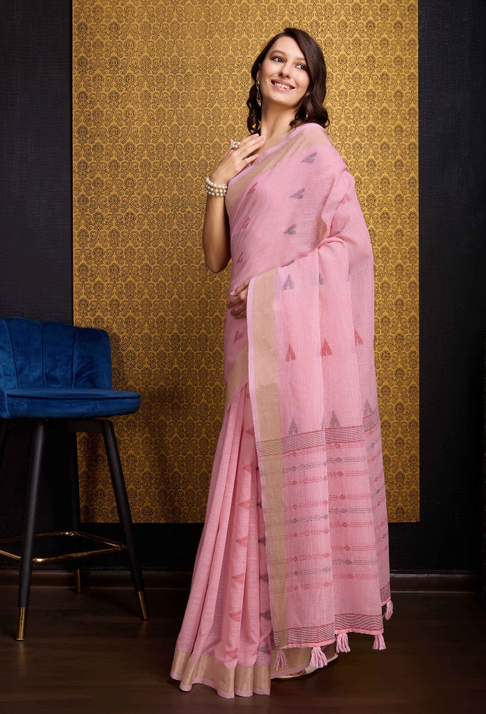 Soft Baby Pink Organza Saree