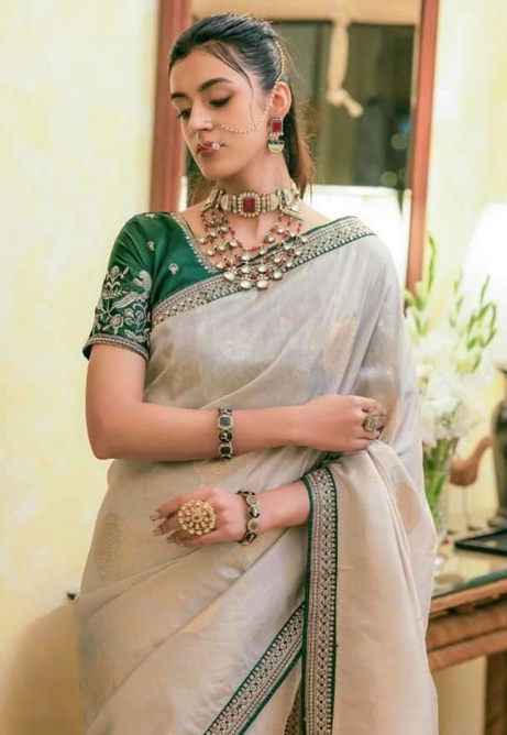 Ivory Dusk Pure Dola Silk Saree