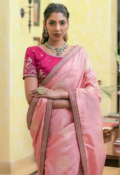 Blush Petal Pure Dola Silk Saree