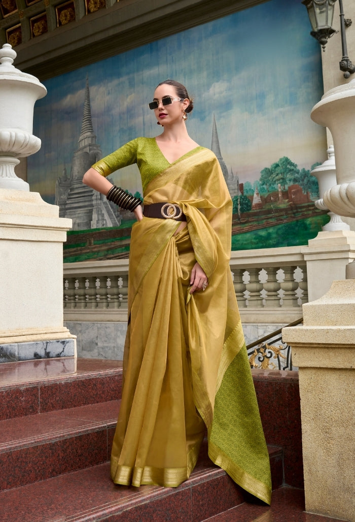 Olive And Gold Toned Pure Tissue