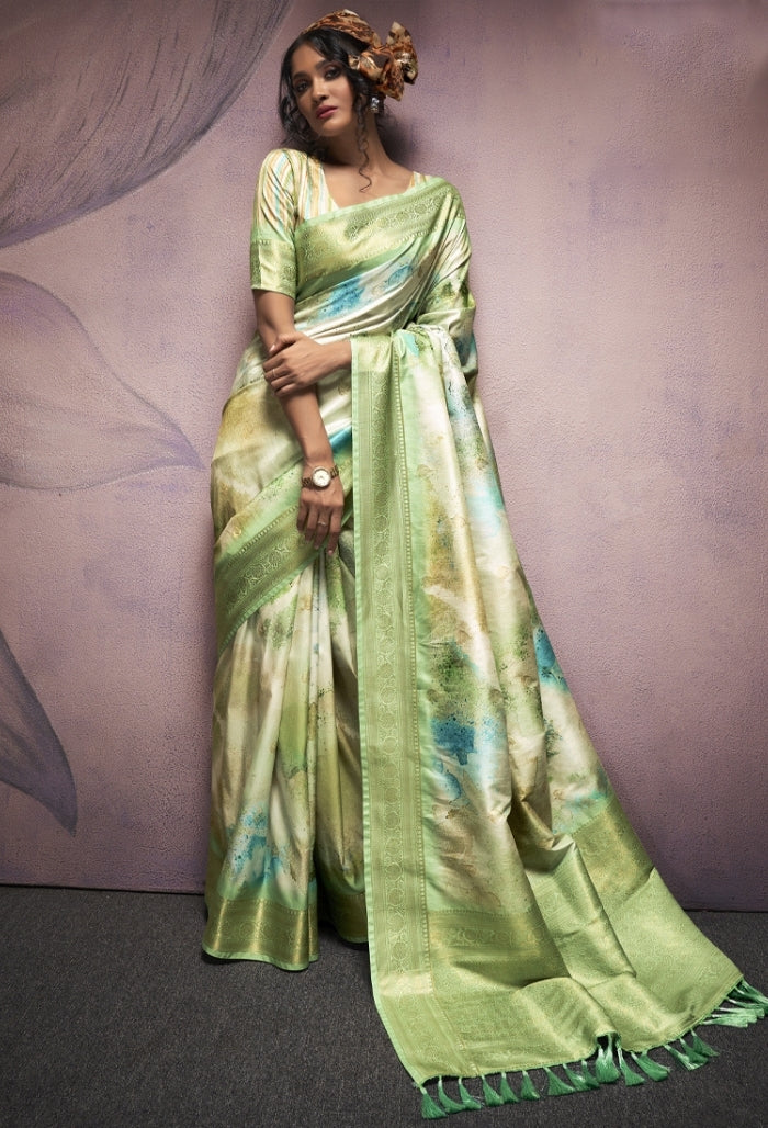 Mint Green Soft Silk saree