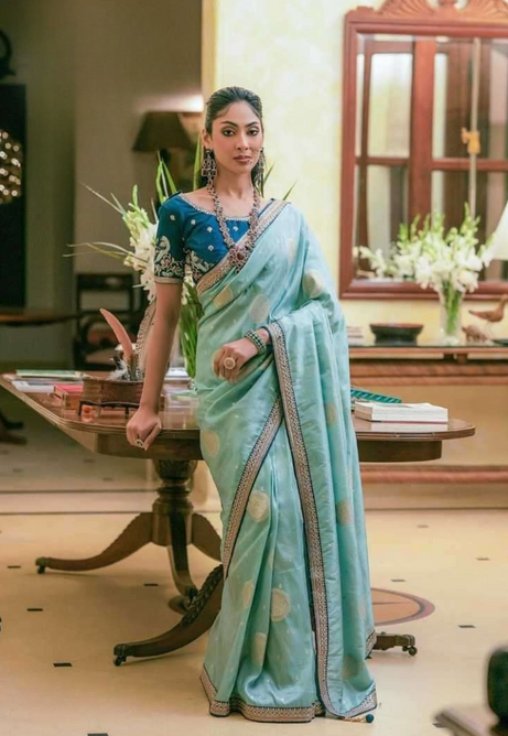 Aqua Mist Pure Dola Silk Saree