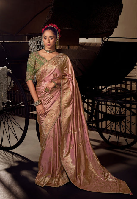 Delicate Soft Pink Pure Viscose Tissue Saree
