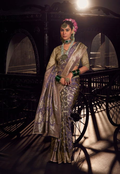 Soft Light Lavender Pure Viscose Tissue Saree