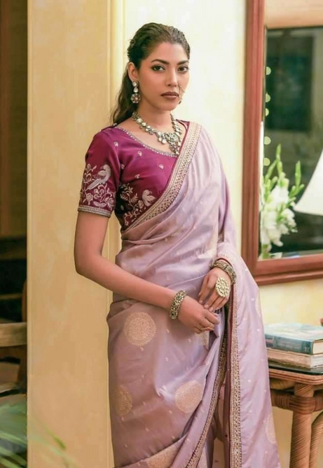 Orchid Glow Pure Dola Silk Saree