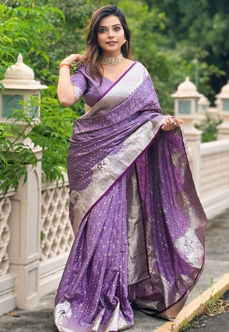 Purple Dusk Banarasi Silk Saree