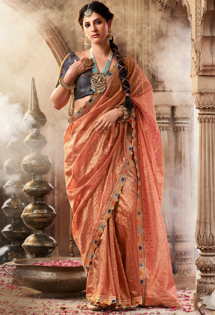 Peach Blossom Pure Tissue saree