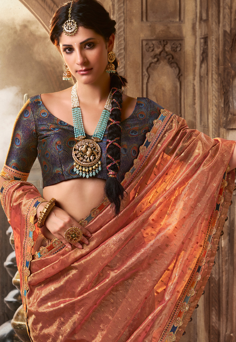 Peach Blossom Pure Tissue saree