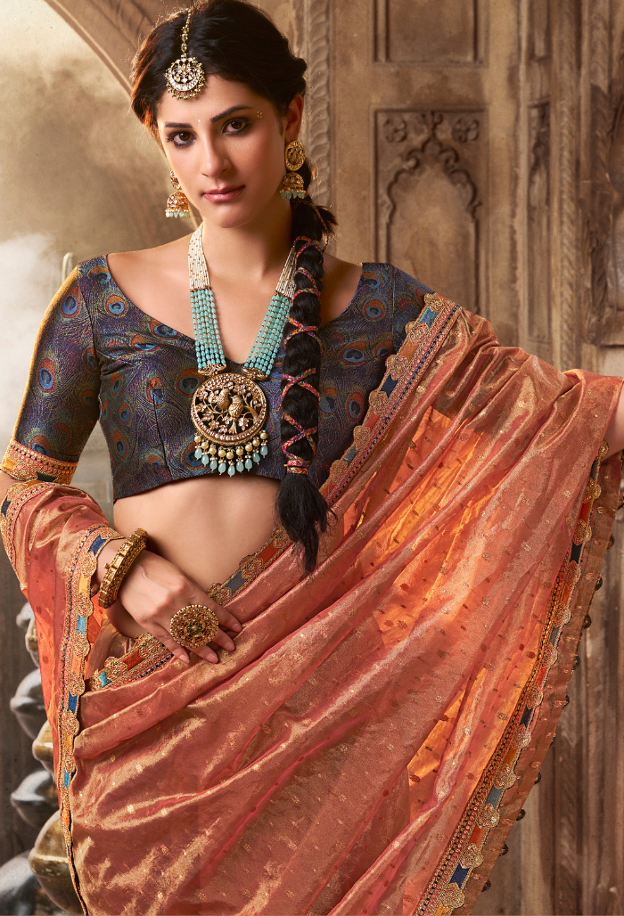 Peach Blossom Pure Tissue saree