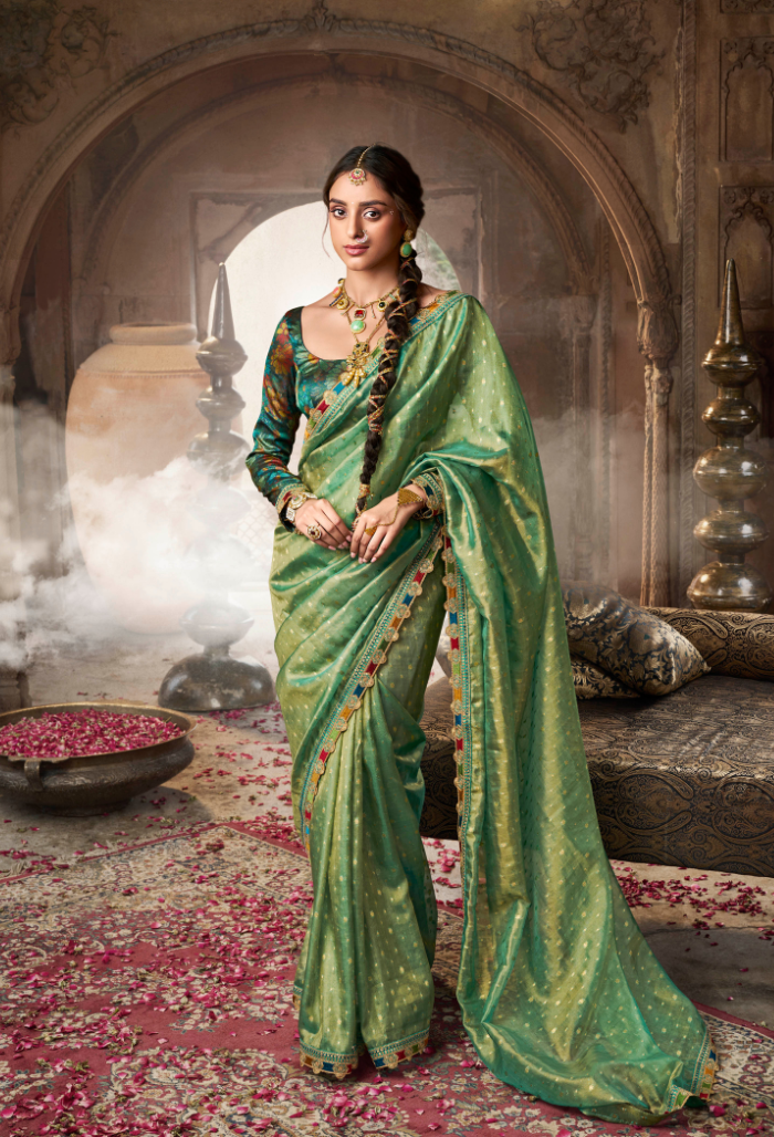 Emerald Glow Pure Tissue saree