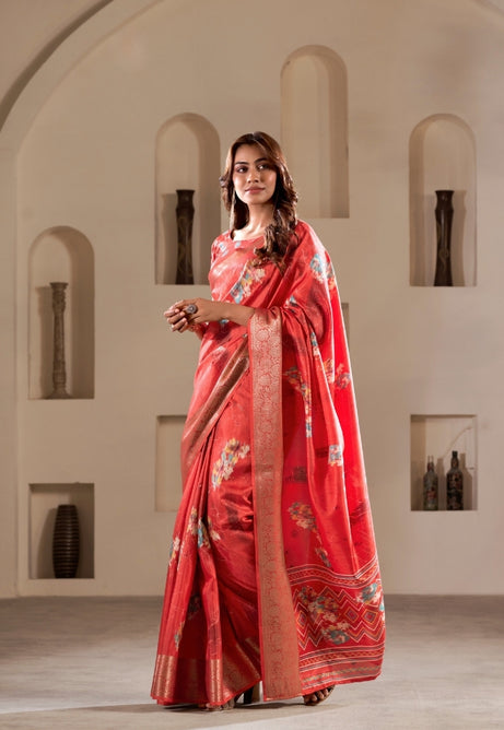 Crimson Majesty Dola Silk Saree