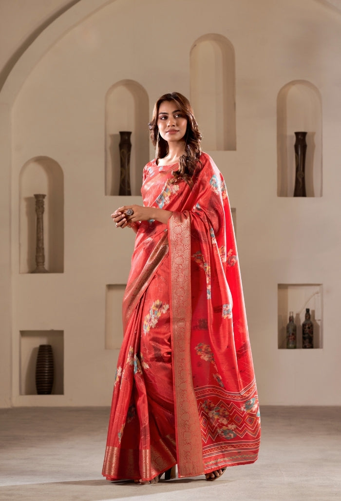 Crimson Majesty Dola Silk Saree