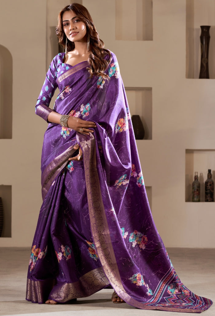 Royal Lavender Dola Silk Saree