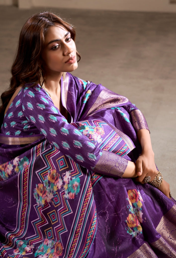 Royal Lavender Dola Silk Saree