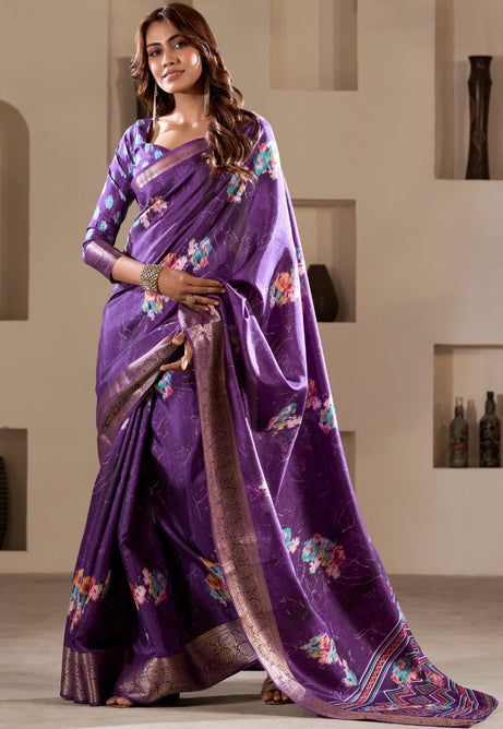 Royal Lavender Dola Silk Saree