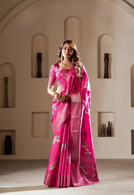Blush Blossom Dola Silk Saree