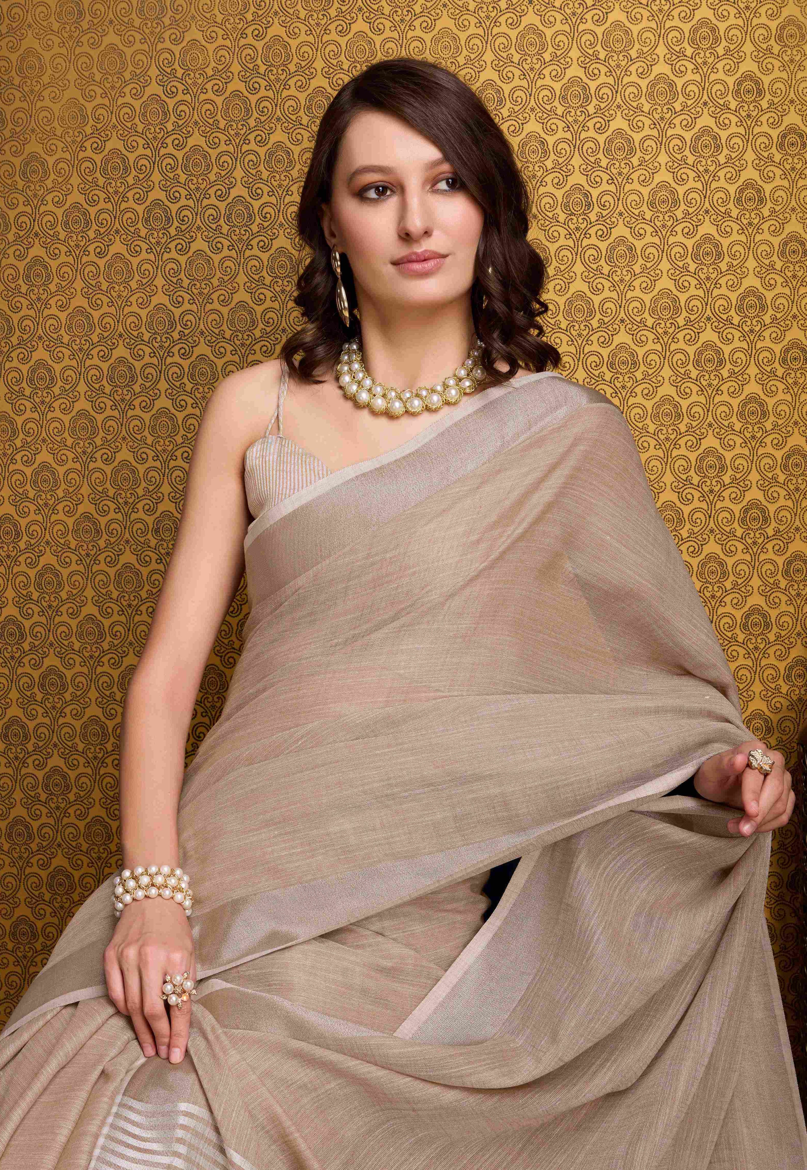 Chiku Linen Saree
