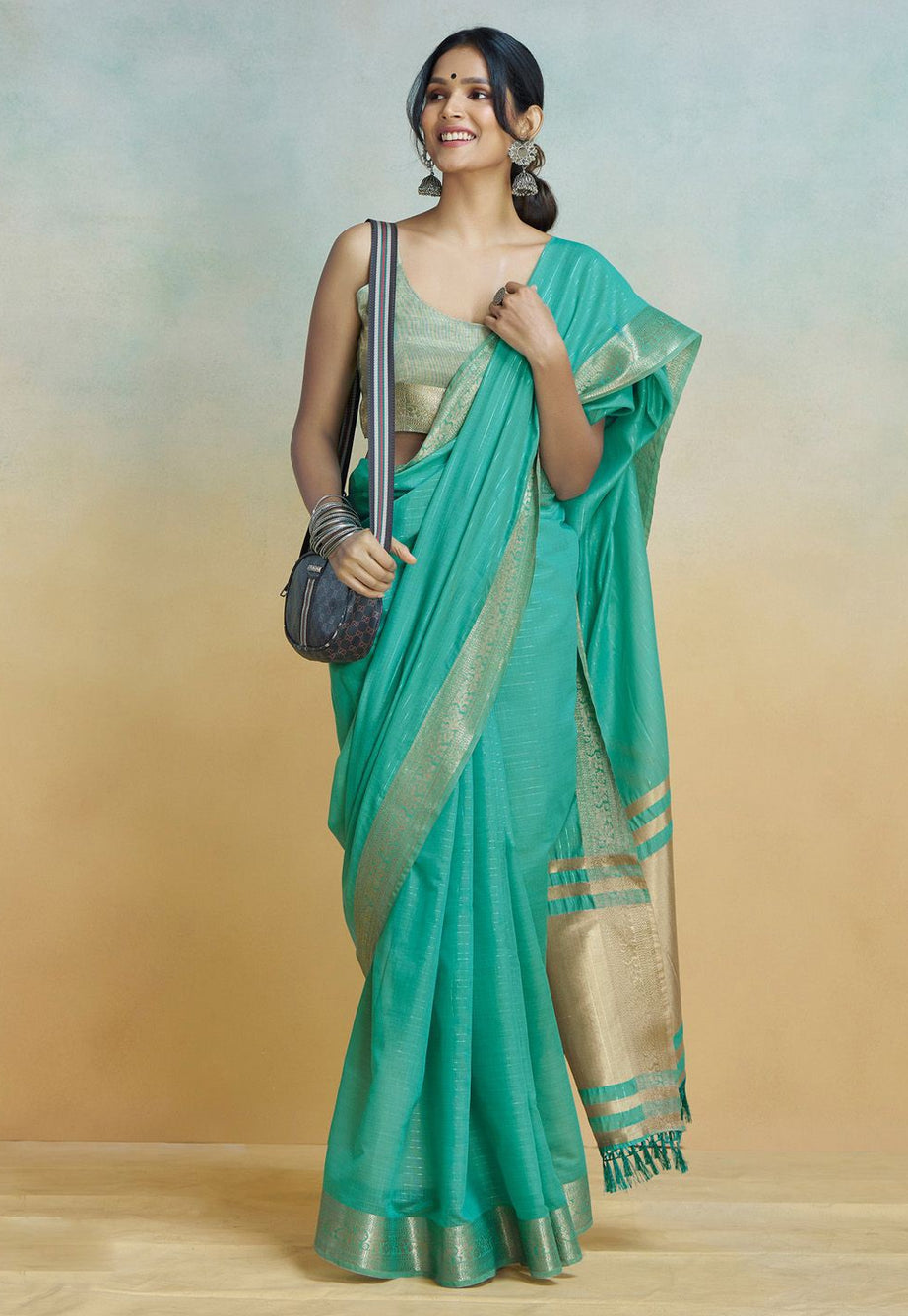Exquisite Firozy Silk Saree