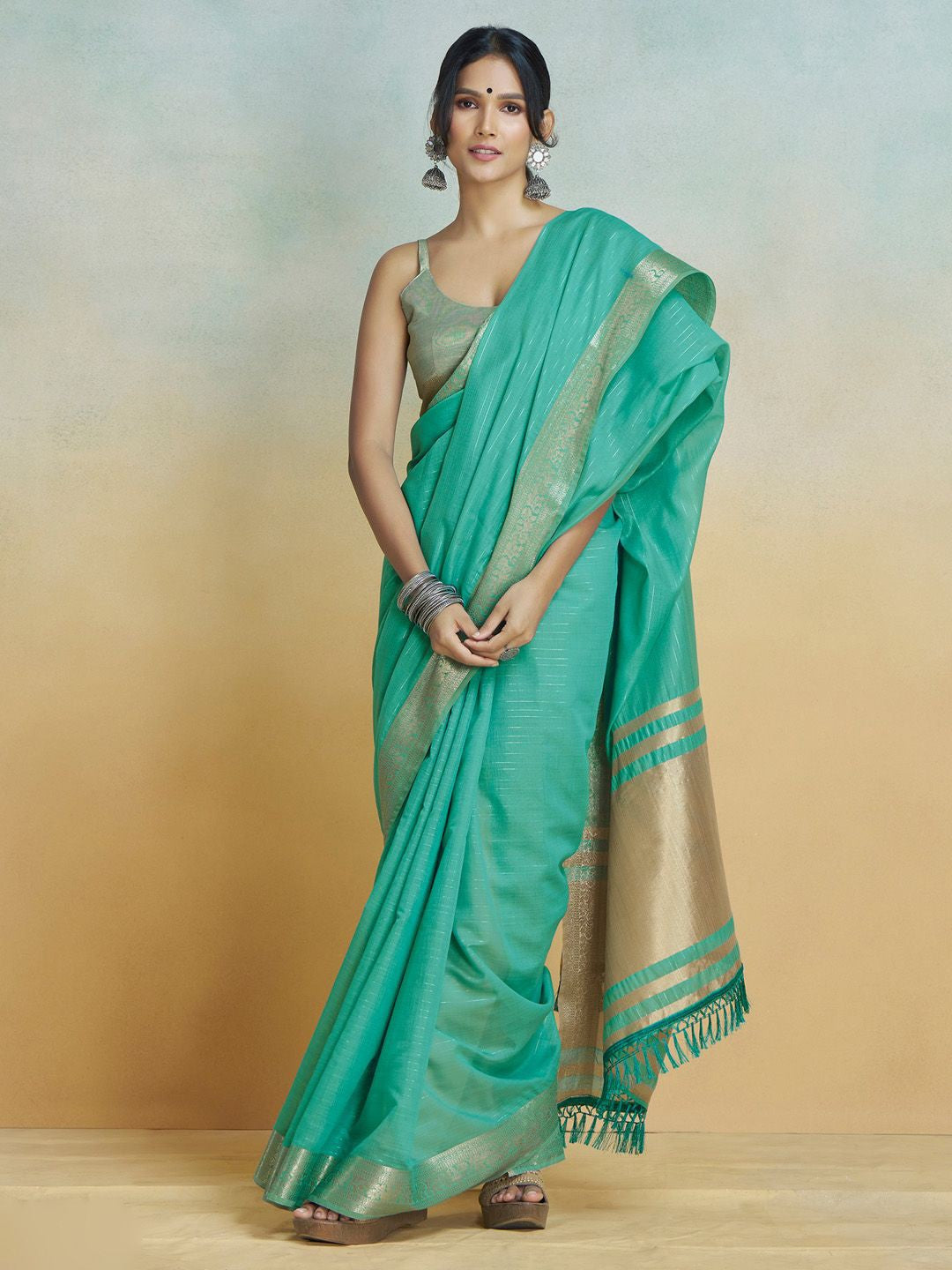Exquisite Firozy Silk Saree
