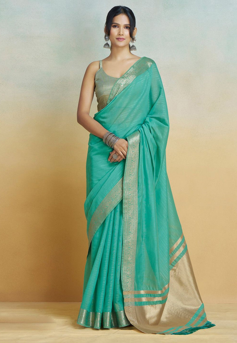 Exquisite Firozy Silk Saree
