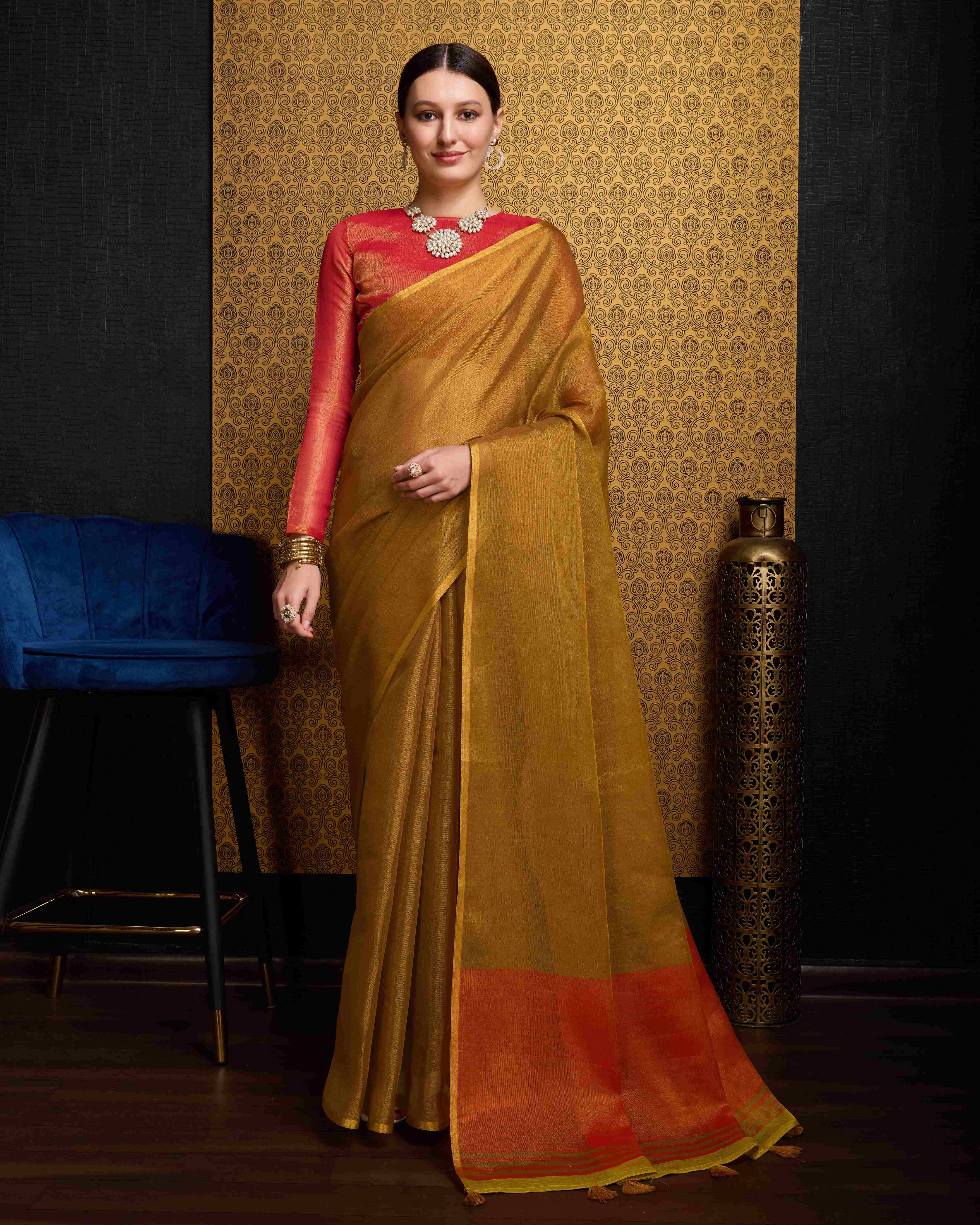 Rich Gold Linen Saree