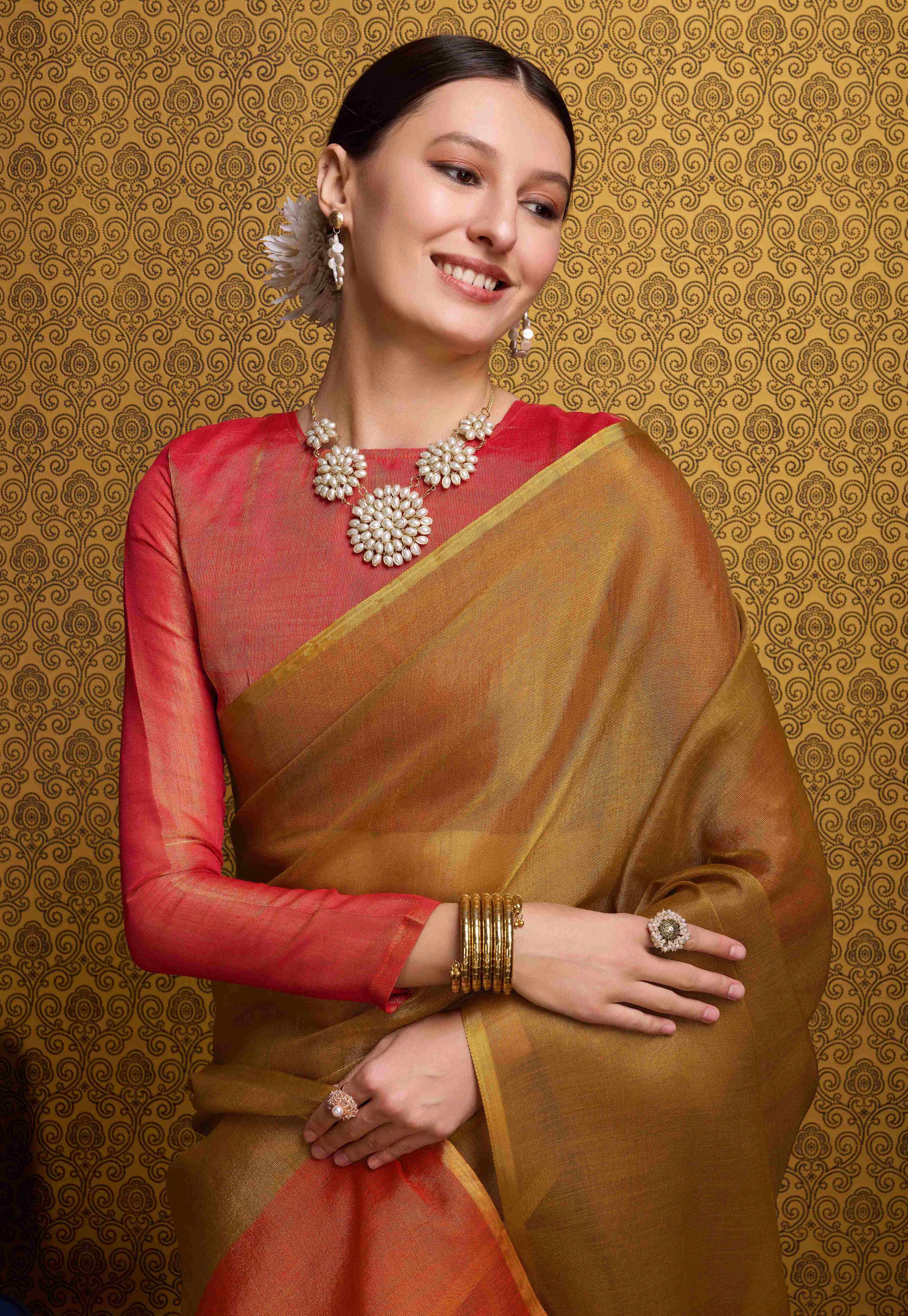 Rich Gold Linen Saree