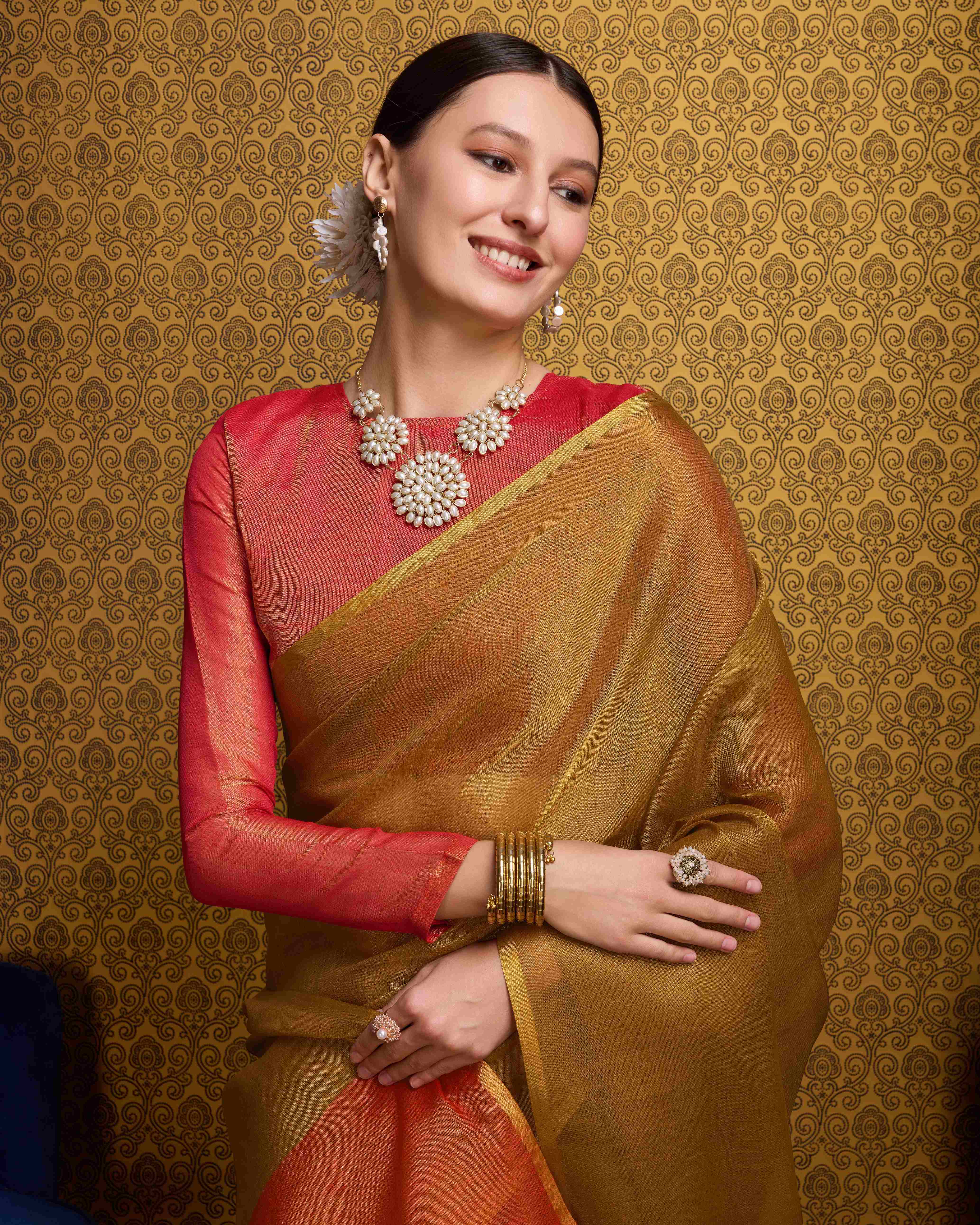Rich Gold Linen Saree