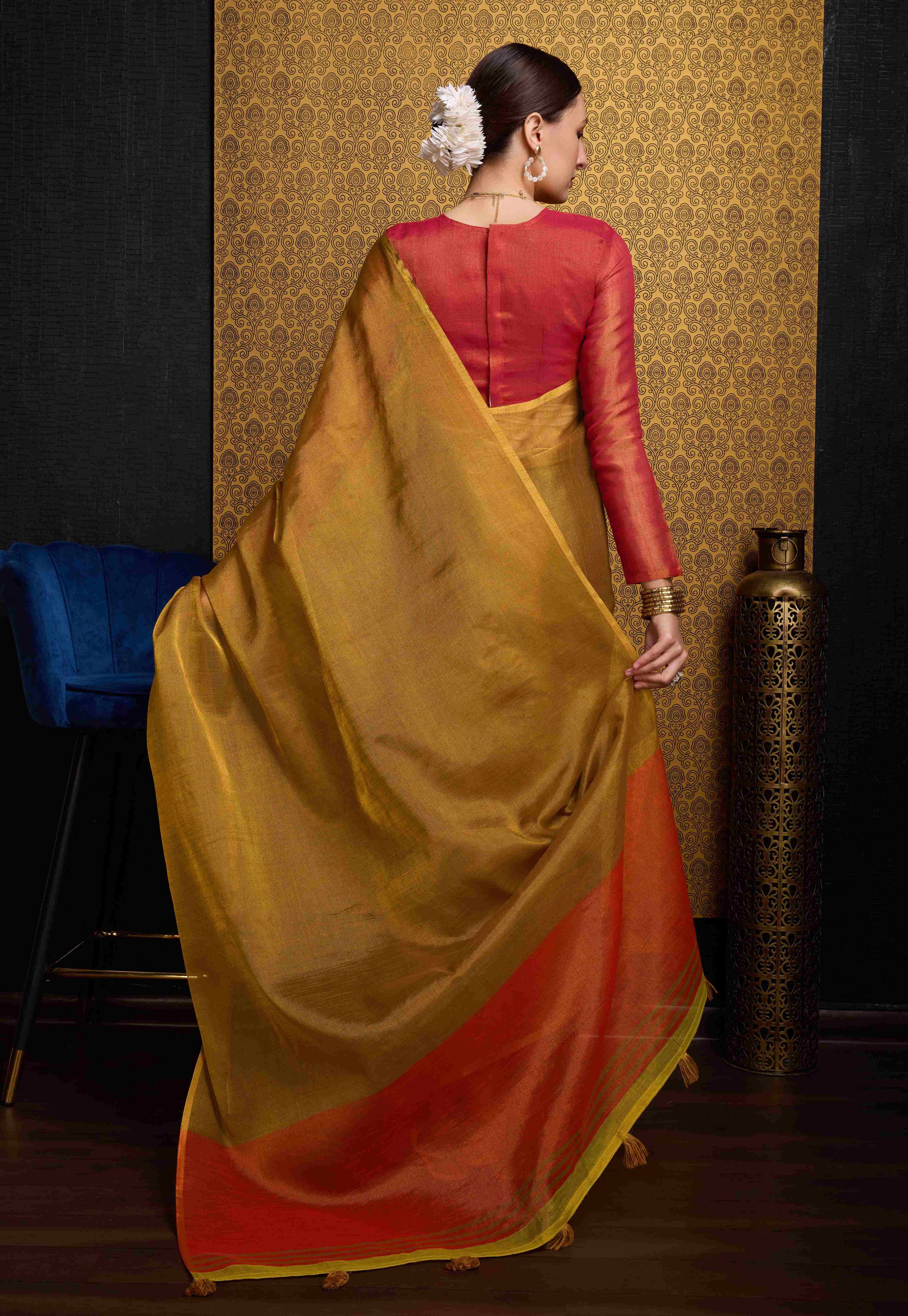 Rich Gold Linen Saree