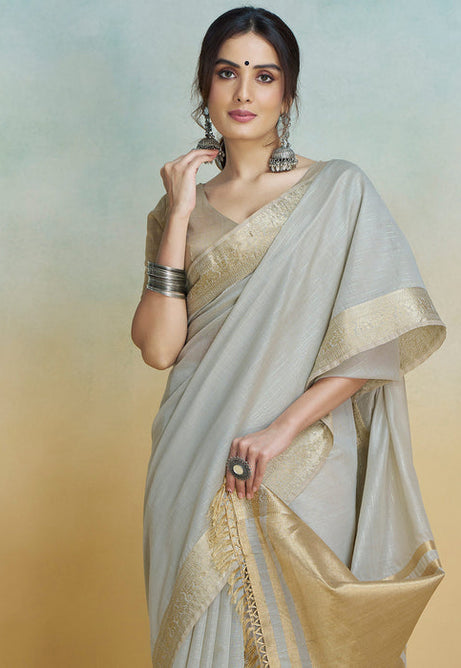Chic Grey Silk Saree