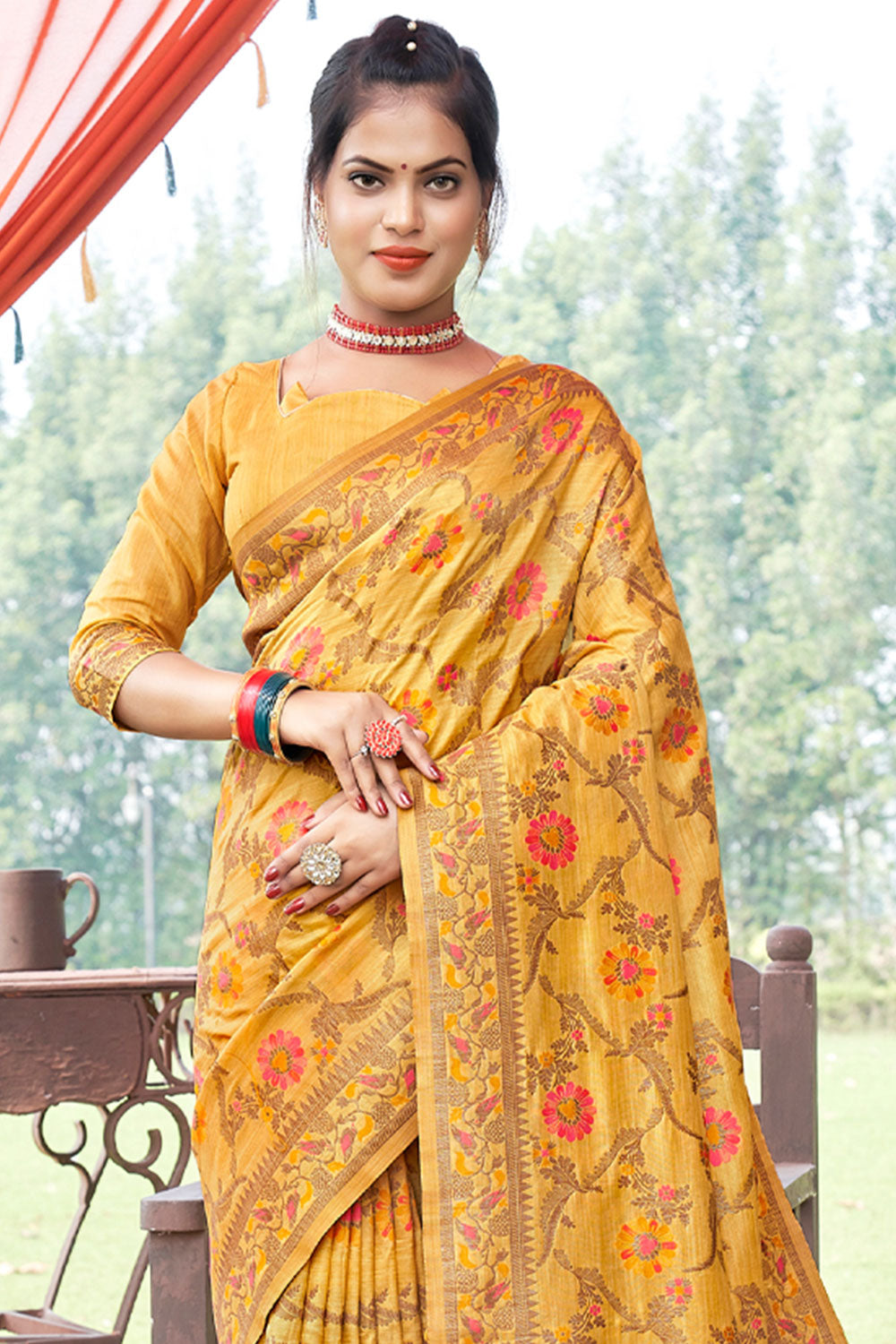 Golden Yellow Banarasi Saree