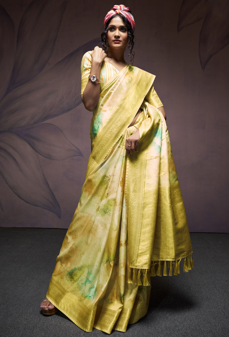 Arylide Yellow Soft Silk With Digital Print