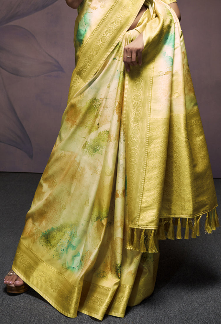 Arylide Yellow Soft Silk With Digital Print