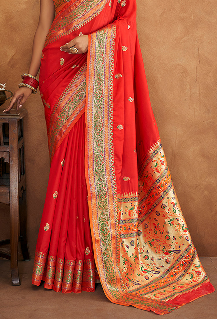 Red Banarsi Soft Silk