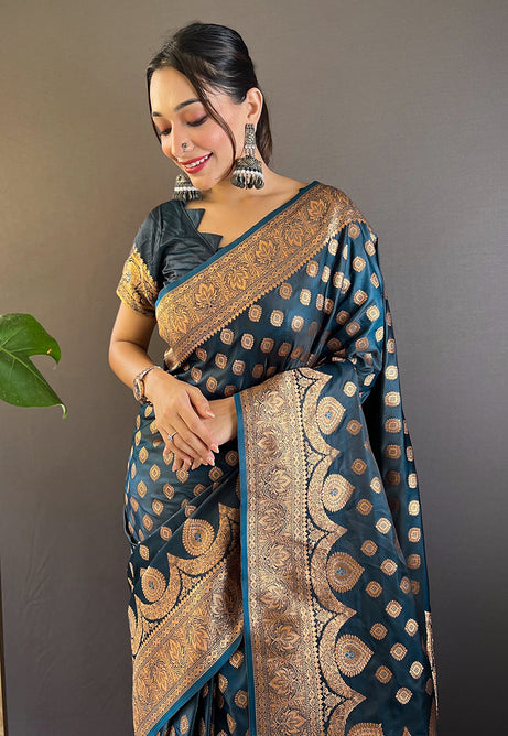 Regal Blue Banarasi Katan Silk Saree