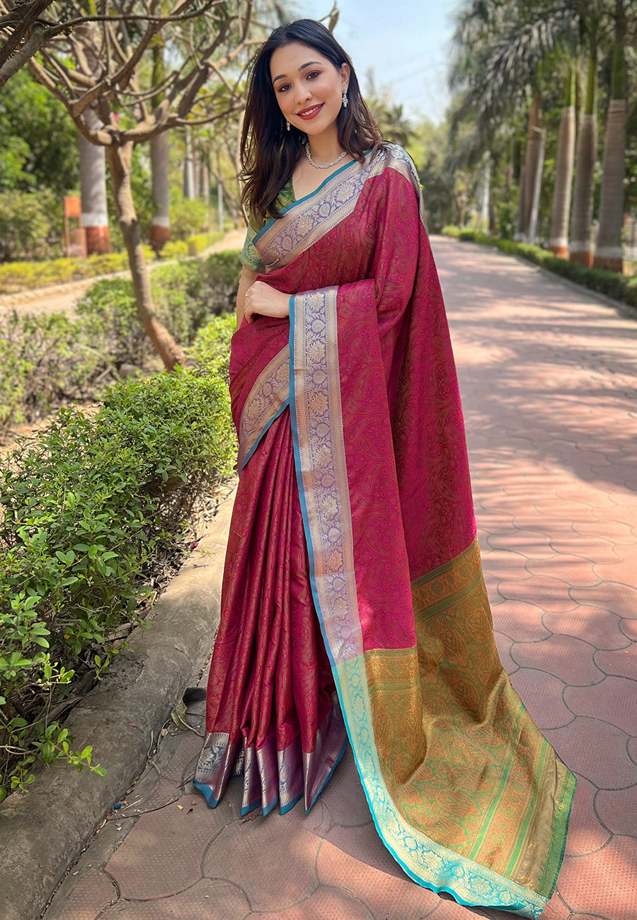 Wine Glow soft Kashmiri silk