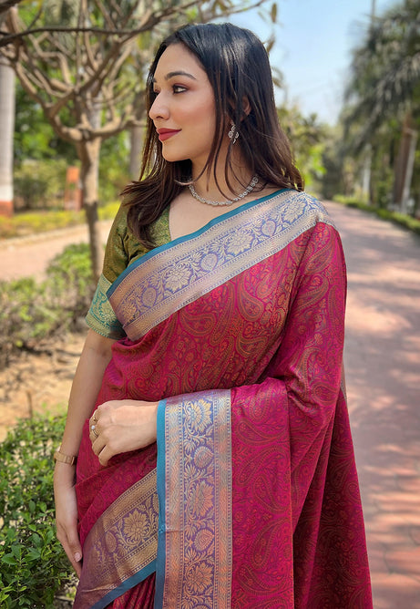 Wine Glow soft Kashmiri silk