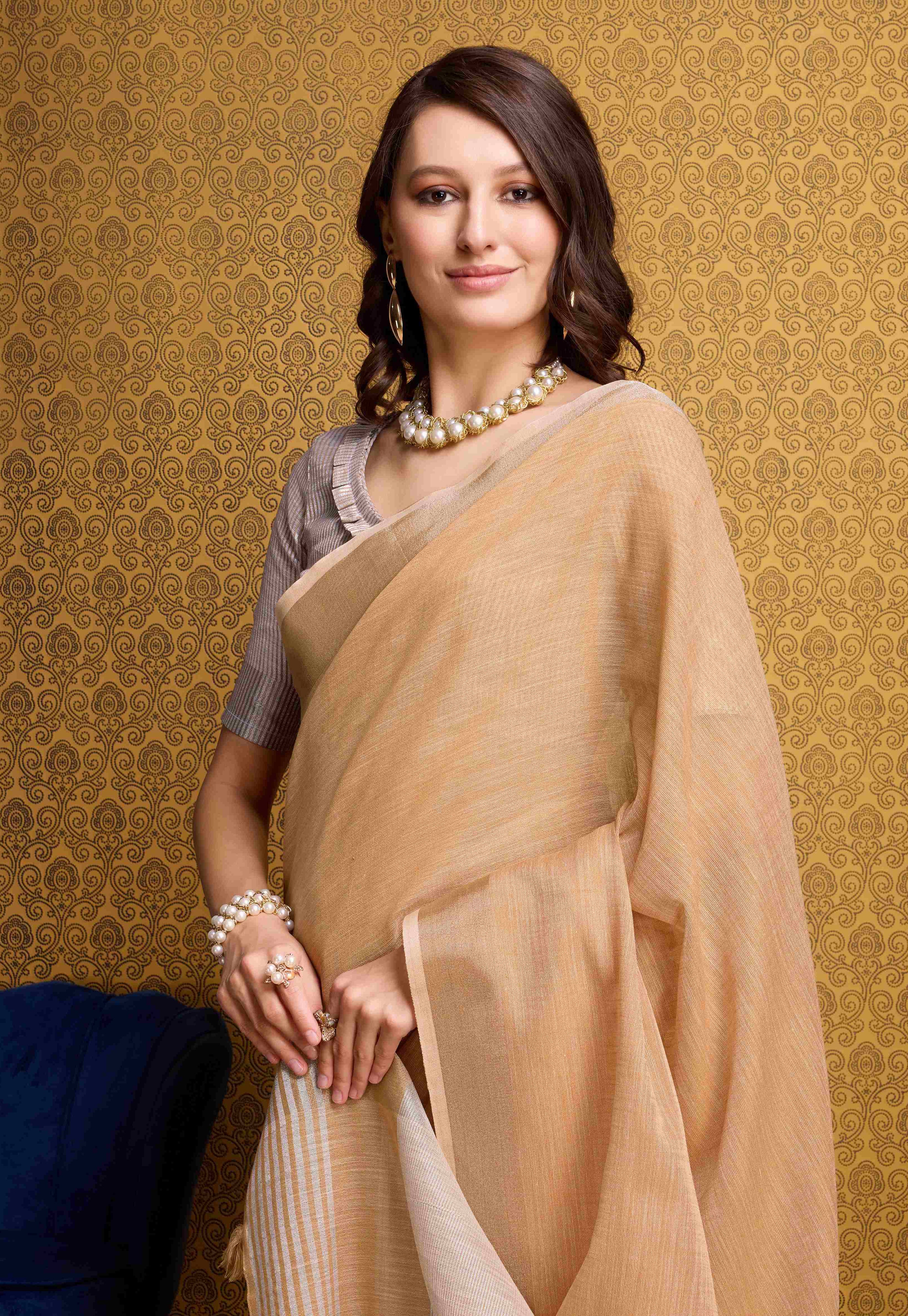 Gentle Light Linen Saree