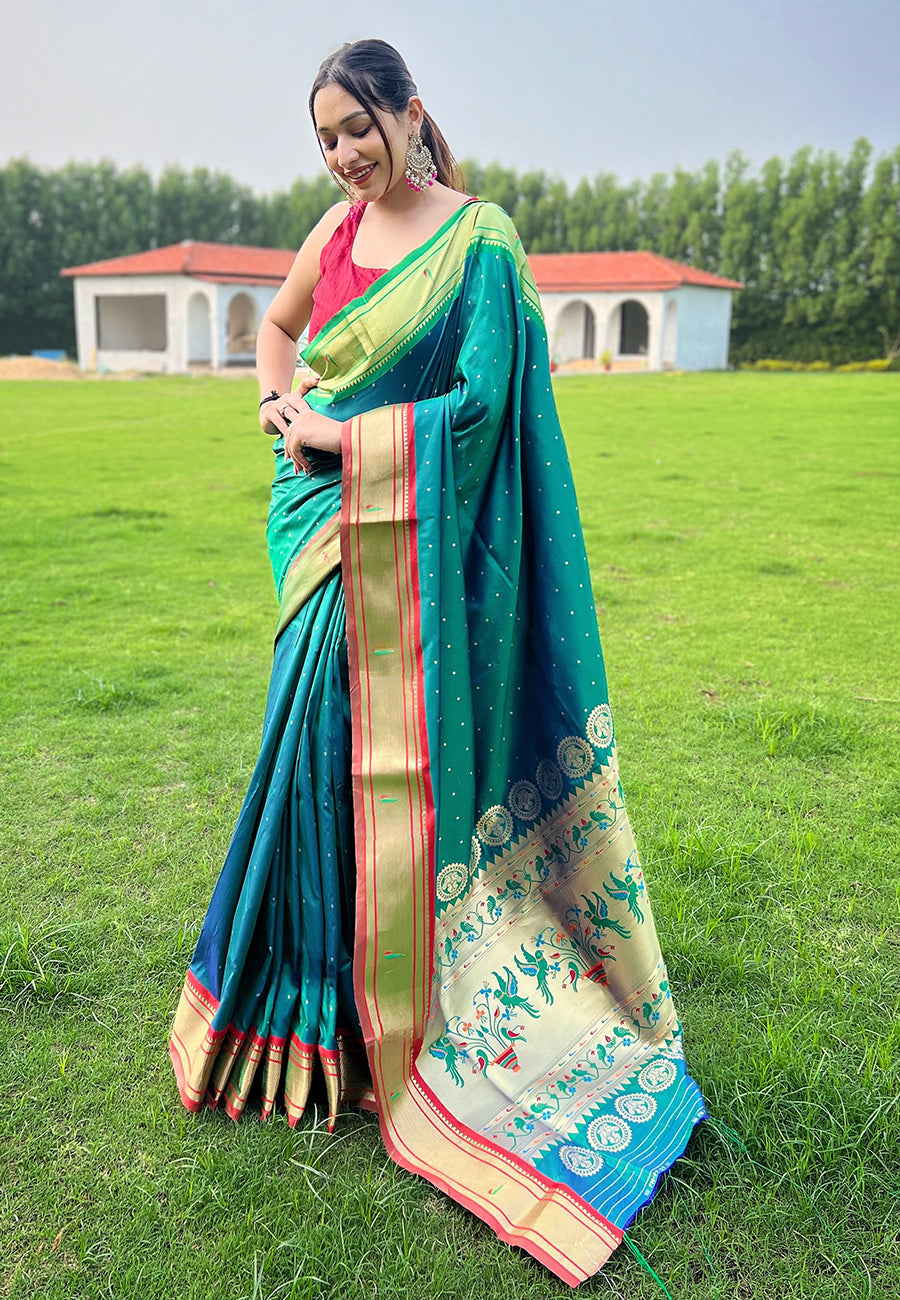 Vibrant Green Silk Saree