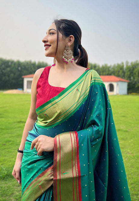Vibrant Green Silk Saree