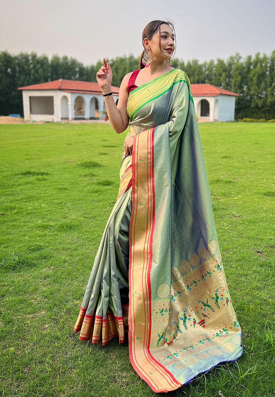 Serene Sky Blue Silk Saree