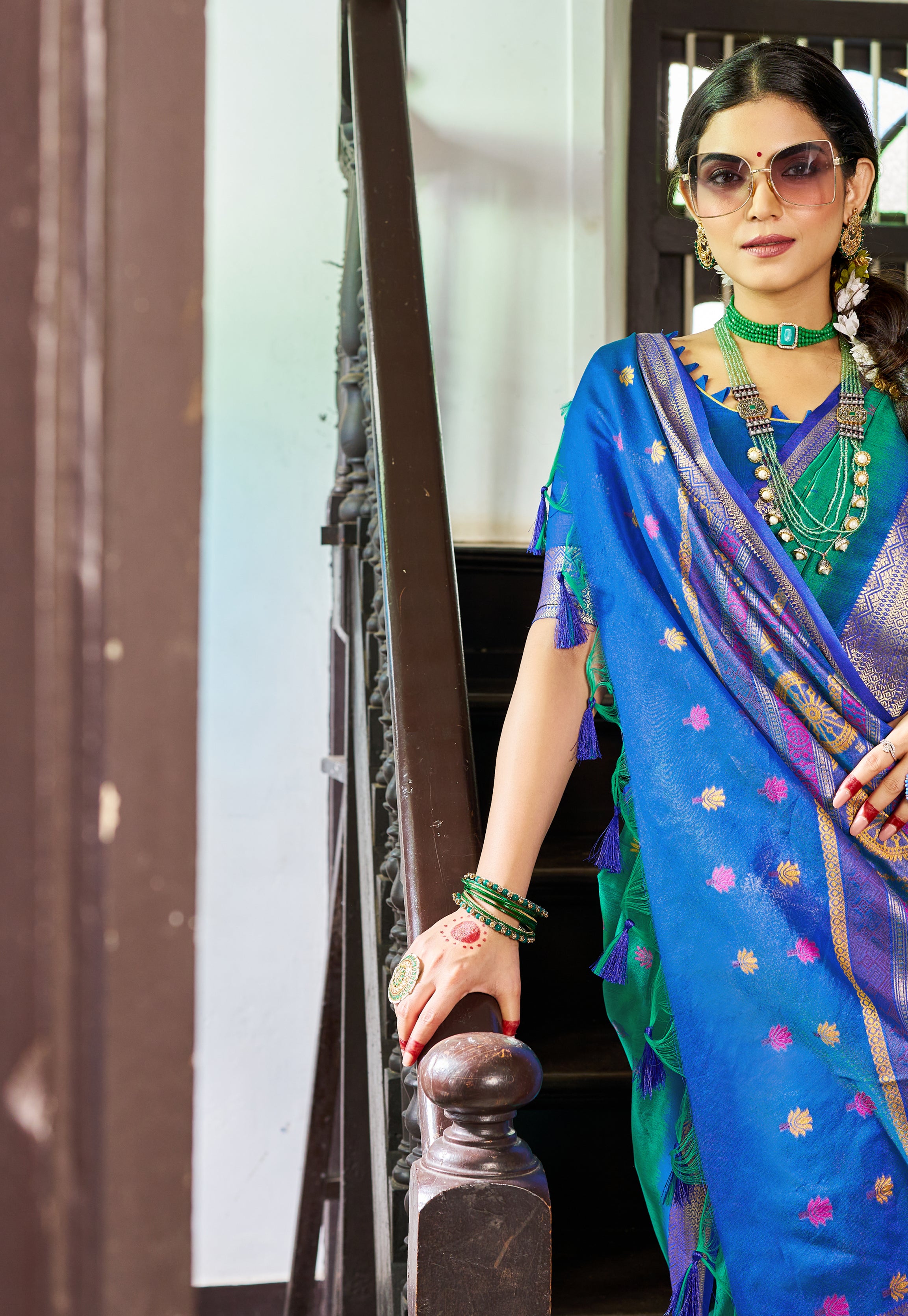 Lush Green Rama Raw Silk Saree