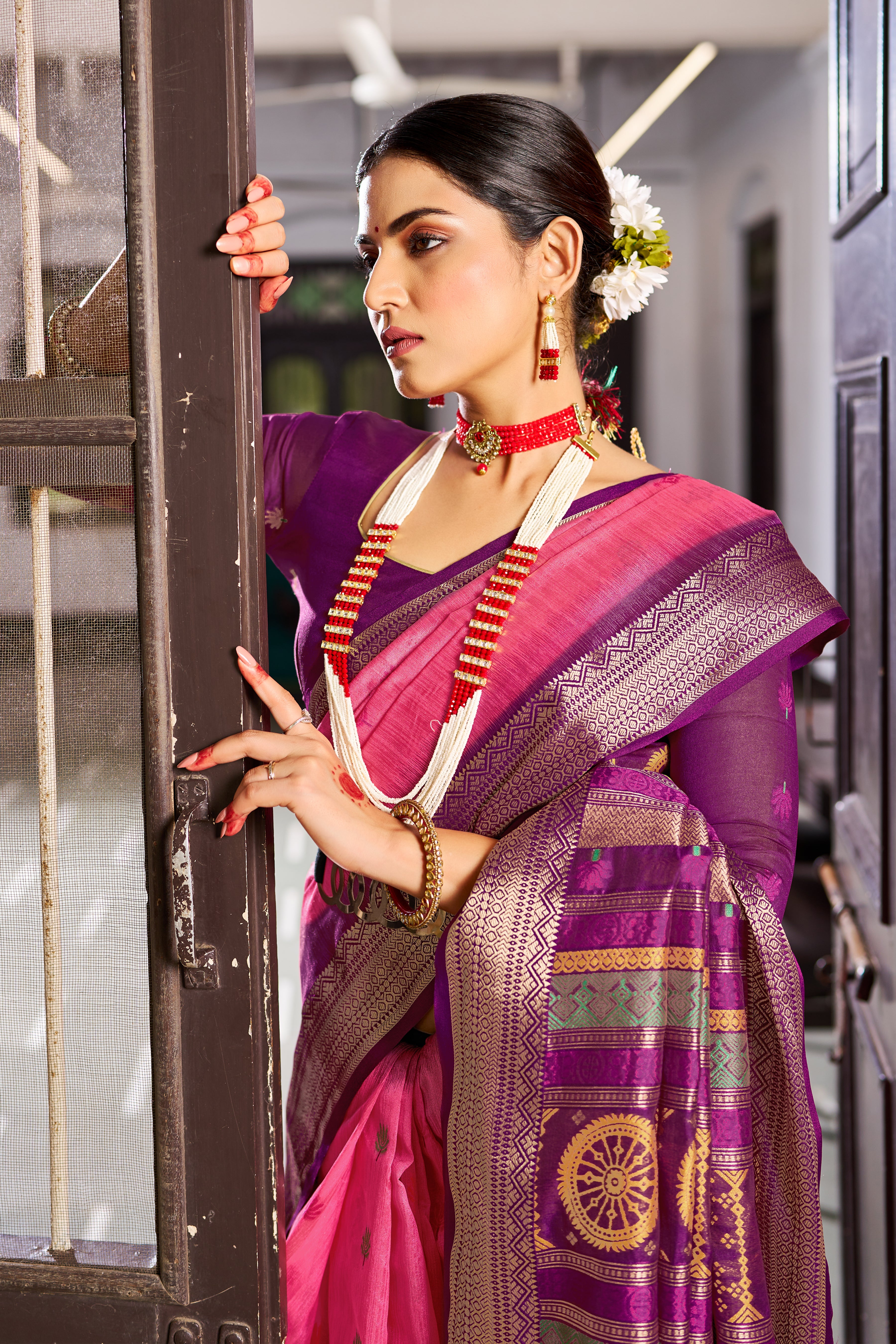 Soft Pink Raw Silk Saree