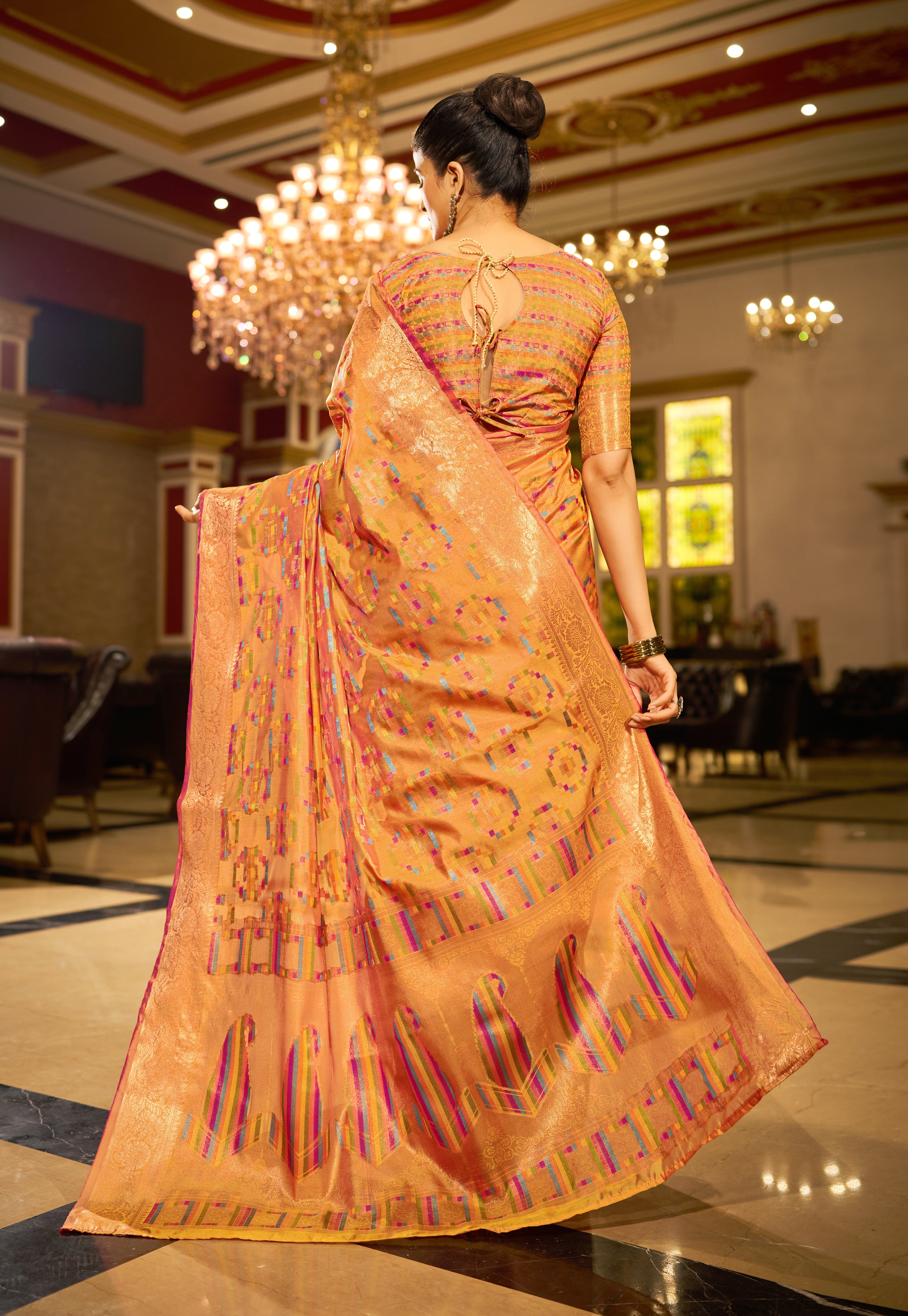 Golden Yellow Organza Saree