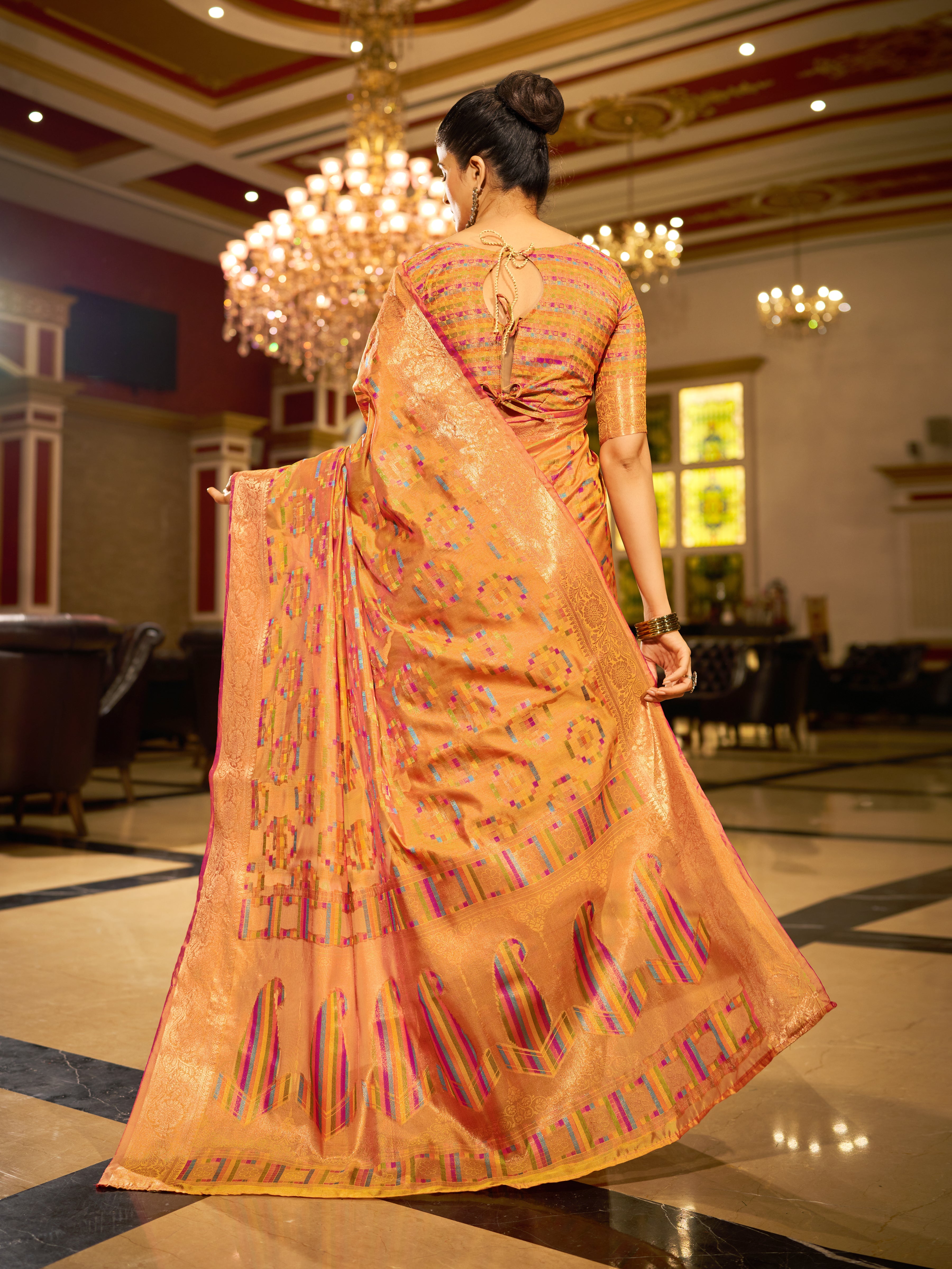 Golden Yellow Organza Saree