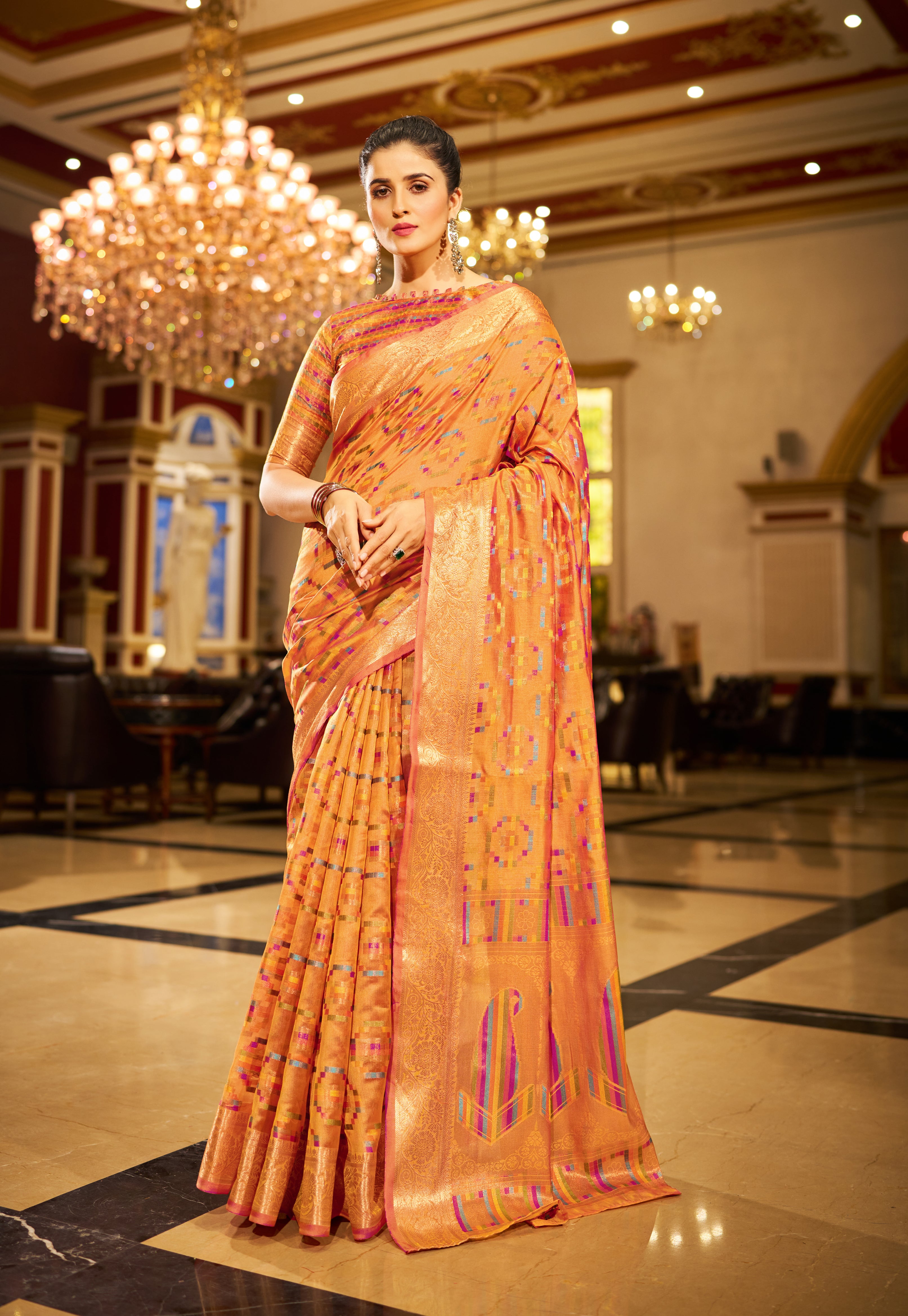 Golden Yellow Organza Saree